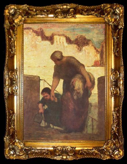 framed  Honore Daumier Die Wascherin, ta009-2